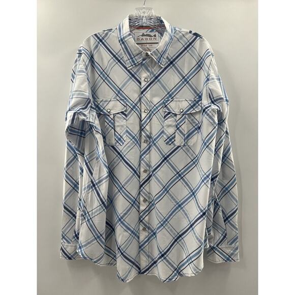 Dagon Apparel Other - Dagon Apparel Company Men’s Snap Front Plaid Shirt Blue White Crabs Size L NWOT